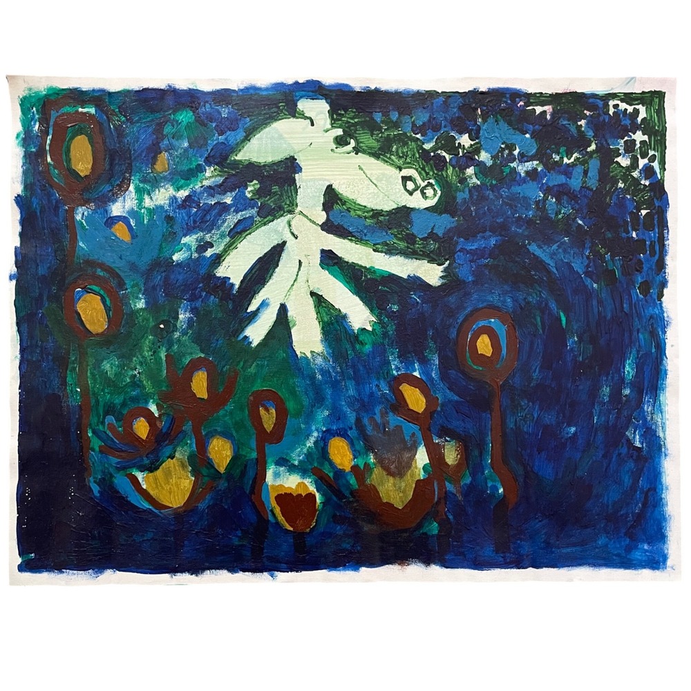 SPIRIT WORLD Original Outsider Art Abstract Expressionist Impasto Painting 12x16